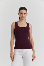 Charger le modèle 3D dans le visionneur de galerie, DEBARDEUR SECONDE PEAU DOUBLE ANORA BORDEAUX