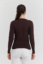 Charger le modèle 3D dans le visionneur de galerie, PULL V FANTAISIE AJOURE LYRIA MARRON