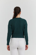 Charger le modèle 3D dans le visionneur de galerie, PULL FANTAISIE OZELIA VERT FORET