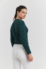 Charger le modèle 3D dans le visionneur de galerie, PULL FANTAISIE OZELIA VERT FORET