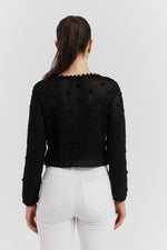 Charger le modèle 3D dans le visionneur de galerie, PULL COURT FACON CROCHET FANTAISIE AMYRIA NOIR