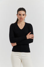 Charger le modèle 3D dans le visionneur de galerie, PULL V FANTAISIE AJOURE LYRIA NOIR