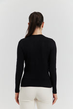 Charger le modèle 3D dans le visionneur de galerie, PULL V FANTAISIE AJOURE LYRIA NOIR