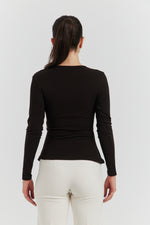 Charger le modèle 3D dans le visionneur de galerie, CACHE COEUR MANCHES LONGUES BOUCLE METAL ANELYS CHOCOLAT