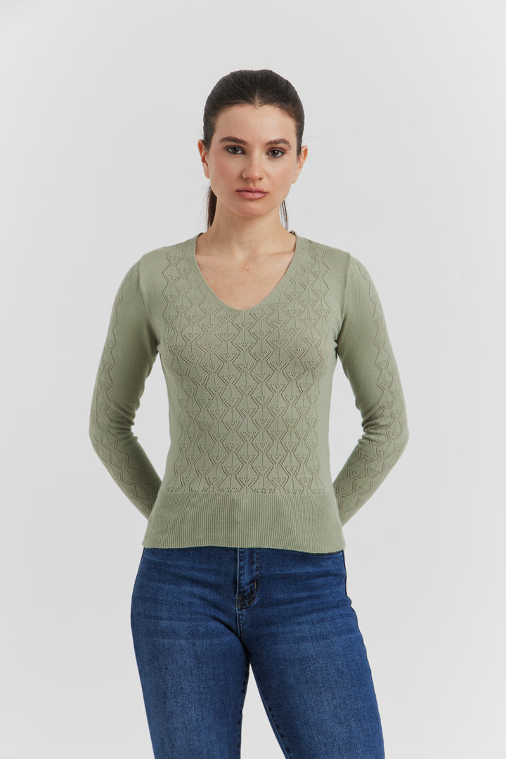 PULL V FANTAISIE AJOURE LYRIA AMANDE