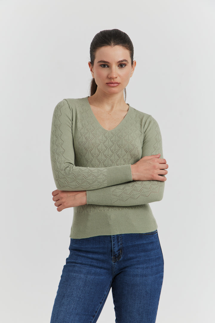 PULL V FANTAISIE AJOURE LYRIA AMANDE