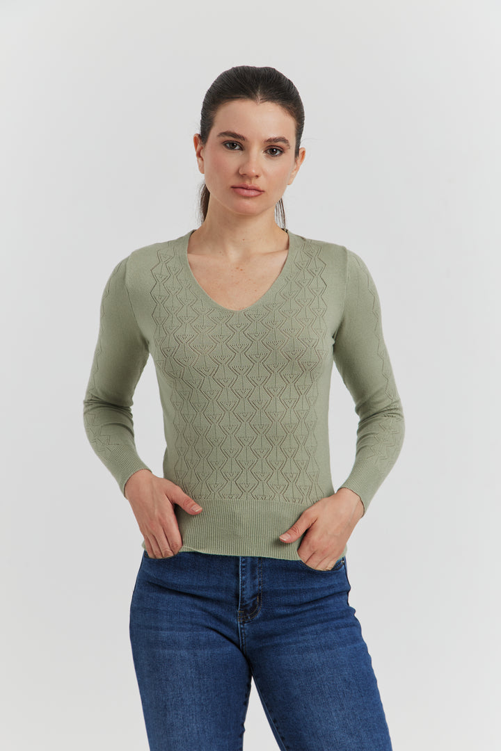 PULL V FANTAISIE AJOURE LYRIA AMANDE