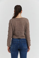Charger le modèle 3D dans le visionneur de galerie, PULL FACON CROCHET FANTAISIE AMYRIA TAUPE