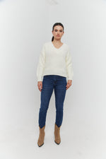 Charger le modèle 3D dans le visionneur de galerie, PULL GROSSE MAILLE V CYNEA ECRU