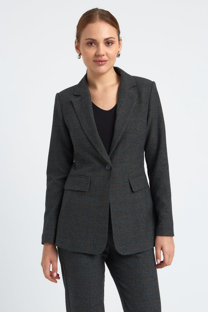 VESTE FEMME KAREL IMPRIME PRINCE DE GALLES GRIS MARRON