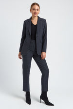 Charger le modèle 3D dans le visionneur de galerie, PANTALON FEMME KAREL IMPRIME PRINCE DE GALLES GRIS BLEU