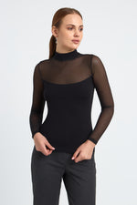 Charger le modèle 3D dans le visionneur de galerie, TOP RESILLE DECOLLETE FEMME VIOLETTE NOIR