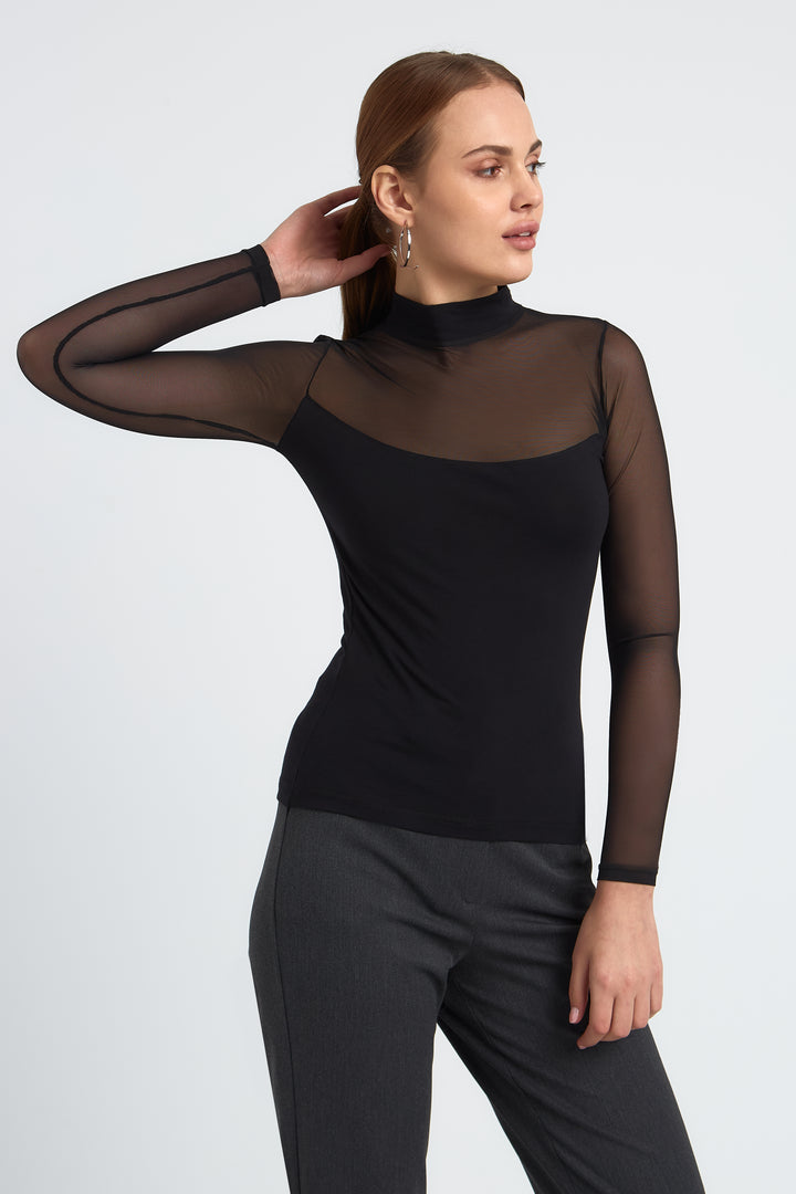 TOP RESILLE DECOLLETE FEMME VIOLETTE NOIR