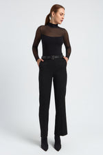 Charger le modèle 3D dans le visionneur de galerie, PANTALON DROIT FEMME CAPUCINE NOIR