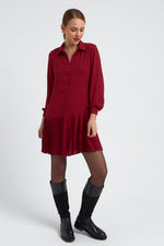 Charger le modèle 3D dans le visionneur de galerie, ROBE CHEMISE AVEC FOND DE ROBE AMOVIBLE ELLA BORDEAUX
