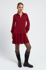 Charger le modèle 3D dans le visionneur de galerie, ROBE CHEMISE AVEC FOND DE ROBE AMOVIBLE ELLA BORDEAUX