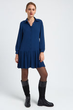 Charger le modèle 3D dans le visionneur de galerie, ROBE CHEMISE AVEC FOND DE ROBE ELLA BLEU MAJORELLE