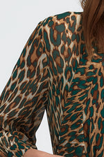 Charger le modèle 3D dans le visionneur de galerie, ROBE IMPRIME LEOPARD CORALIE DETAILS VERT