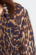 Charger le modèle 3D dans le visionneur de galerie, ROBE IMPRIME LEOPARD CORALIE DETAILS BLEU