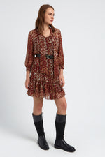 Charger le modèle 3D dans le visionneur de galerie, ROBE IMPRIME LEOPARD CORALIE ROUGE