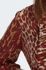 Charger le modèle 3D dans le visionneur de galerie, ROBE IMPRIME LEOPARD CORALIE ROUGE