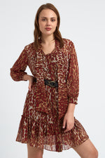 Charger le modèle 3D dans le visionneur de galerie, ROBE IMPRIME LEOPARD CORALIE ROUGE