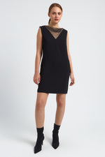 Charger le modèle 3D dans le visionneur de galerie, ROBE DROITE EMPIECEMENT BRILLANT BRIDGET REGLISSE