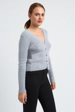 Charger le modèle 3D dans le visionneur de galerie, GILET FEMME DOUCEUR FLEUR BLEU/GRIS