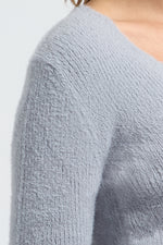 Charger le modèle 3D dans le visionneur de galerie, GILET FEMME DOUCEUR FLEUR BLEU/GRIS