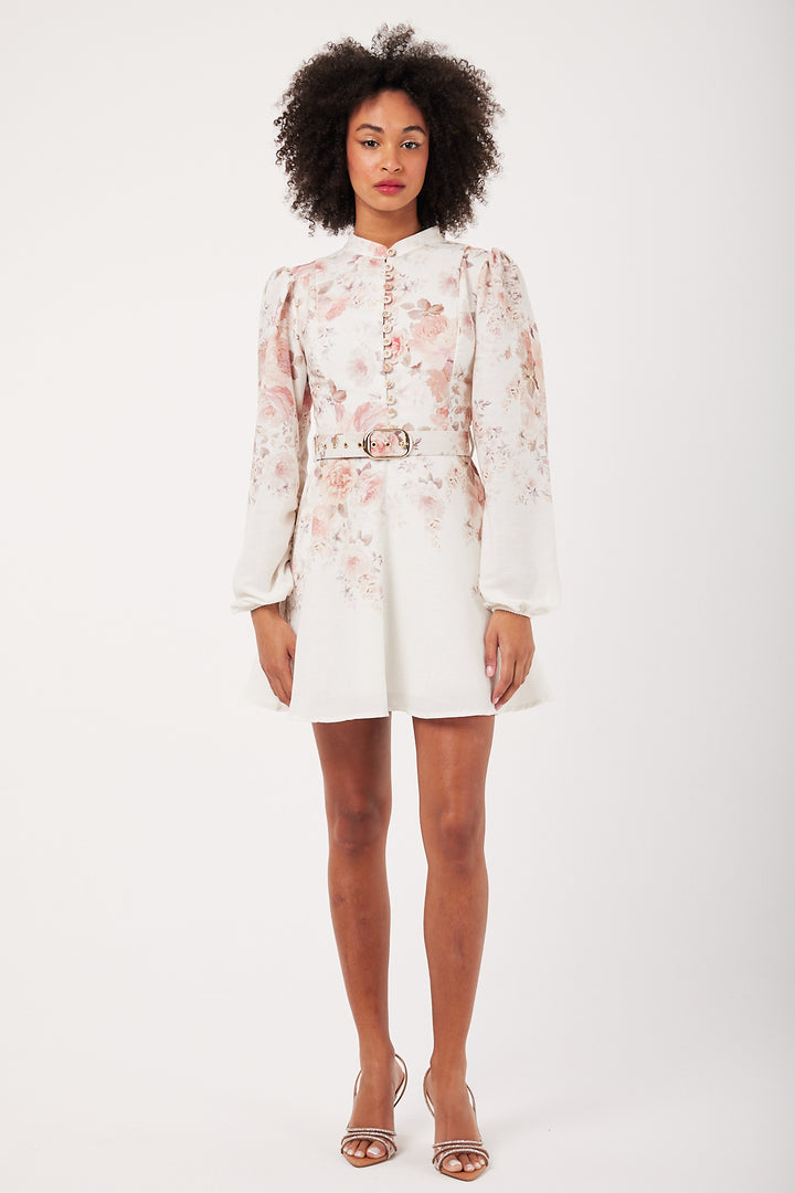 ROBE IMPRIMEE FLEURS  FLOWERS FOND ECRU