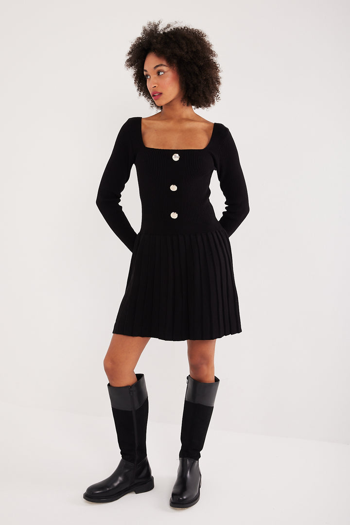 ROBE MAILLE BLOOM NOIR