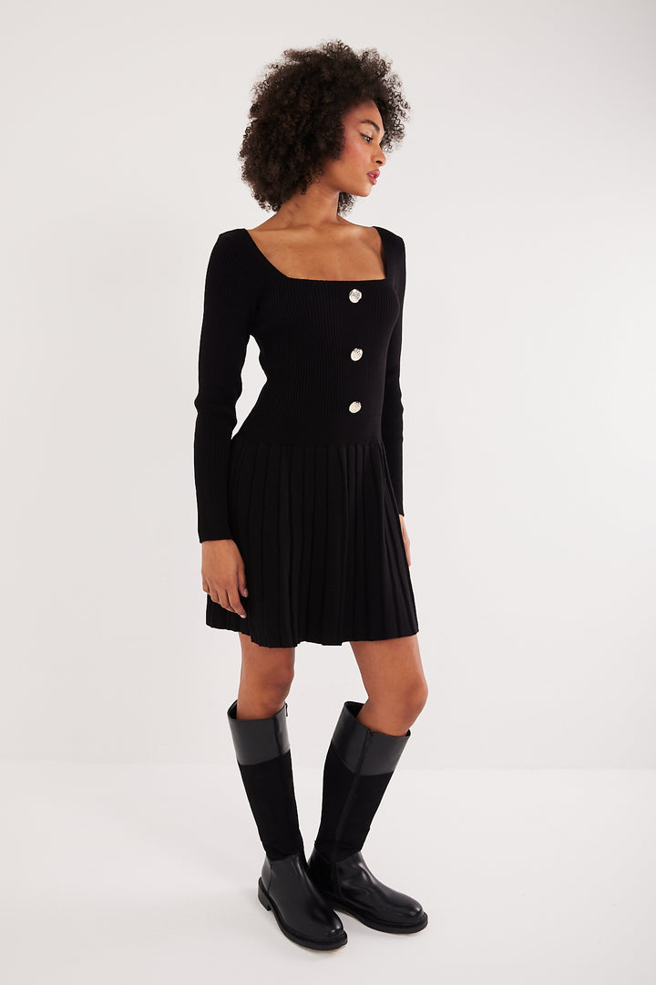 ROBE MAILLE BLOOM NOIR