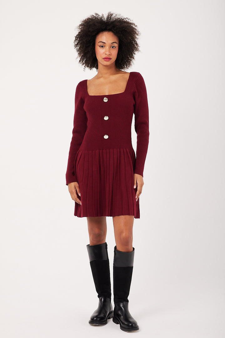 ROBE MAILLE BLOOM BORDEAUX