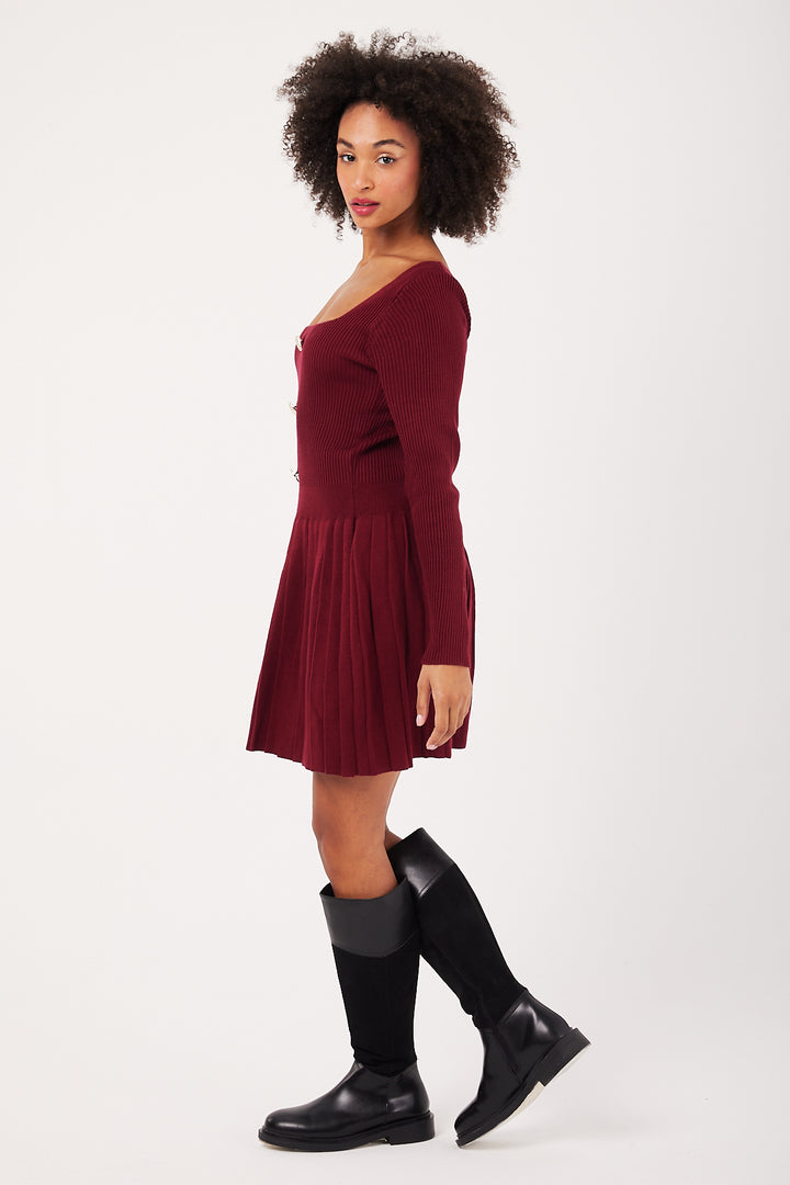 ROBE MAILLE BLOOM BORDEAUX