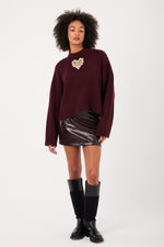 Charger le modèle 3D dans le visionneur de galerie, PULL FEMME DIAMONDS BORDEAUX