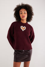 Charger le modèle 3D dans le visionneur de galerie, PULL FEMME DIAMONDS BORDEAUX