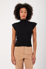 Charger le modèle 3D dans le visionneur de galerie, TOP MAILLE FEMME JACKIE NOIR