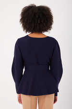 Charger le modèle 3D dans le visionneur de galerie, PULL FEMME CLASSCOEUR NAVY