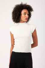 Charger le modèle 3D dans le visionneur de galerie, TOP MAILLE FEMME JACKIE ECRU