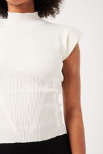 Charger le modèle 3D dans le visionneur de galerie, TOP MAILLE FEMME JACKIE ECRU