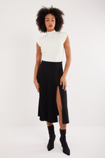 Charger le modèle 3D dans le visionneur de galerie, JUPE MODE FENDU AVEC SHORT INTEGRE PLISSORE NOIR