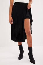 Charger le modèle 3D dans le visionneur de galerie, JUPE MODE FENDU AVEC SHORT INTEGRE PLISSORE NOIR