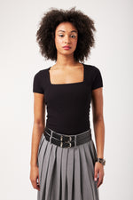 Charger le modèle 3D dans le visionneur de galerie, JUPE PLISSEE MODE FENTE COTE DOUBLE CEINTURE PLISSBELT GRIS