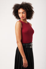 Charger le modèle 3D dans le visionneur de galerie, T-SHIRT SANS MANCHES FEMME VOILA BORDEAUX