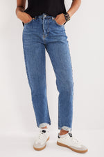 Charger le modèle 3D dans le visionneur de galerie, JEANS DROIT FEMME MODE DETAIL BAS DE PANTALON FEELJEAN BLUE