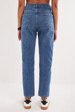 Charger le modèle 3D dans le visionneur de galerie, JEANS DROIT FEMME MODE DETAIL BAS DE PANTALON FEELJEAN BLUE