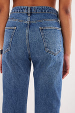 Charger le modèle 3D dans le visionneur de galerie, JEANS DROIT FEMME MODE DETAIL BAS DE PANTALON FEELJEAN BLUE