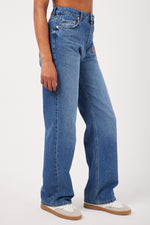 Charger le modèle 3D dans le visionneur de galerie, JEANS DROIT FEMME MODE CLASSIJEAN BLUEJEAN