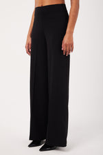 Charger le modèle 3D dans le visionneur de galerie, PANTALON DROIT LARGE FEMME SANTURA NOIR