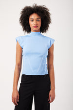 Charger le modèle 3D dans le visionneur de galerie, TOP MAILLE FEMME JACKIE BLEU